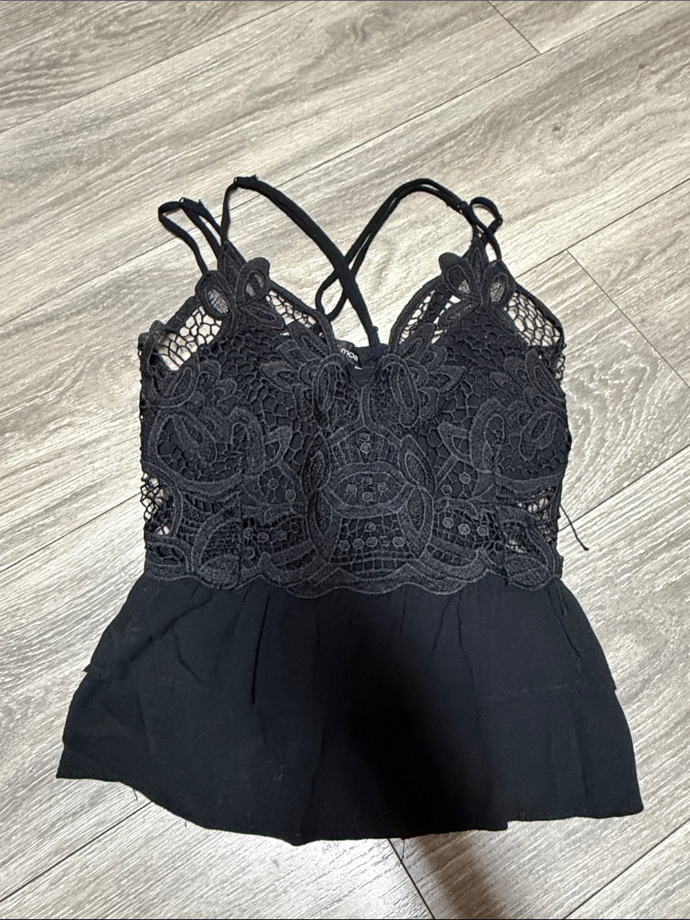 Lace Cross Top Black